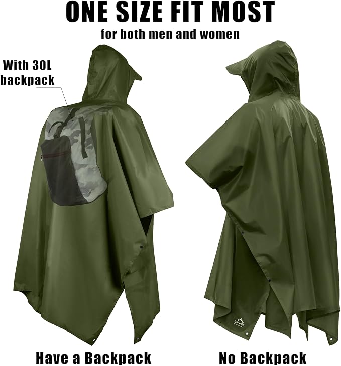 Coralrain Hooded Rain Poncho Lightweight Waterproof Unisex Raincoat Jacket - Image 4