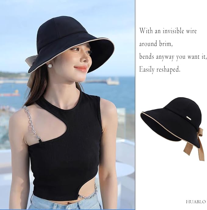 Wide Brim Hats for Woman Foldable Hats Sun Hats for Women uv Protection Bowknot - Image 8