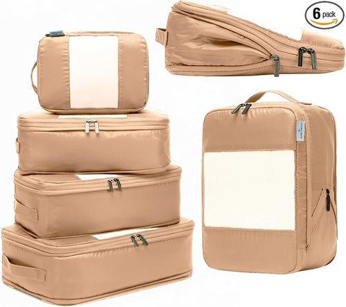 6-Pack Compression Packing Cubes Travel Essentials by NookTheory