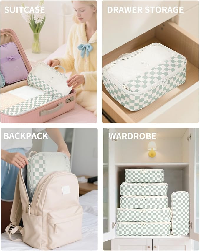 Narwey 7 Set Checkered Packing Cubes - Image 5