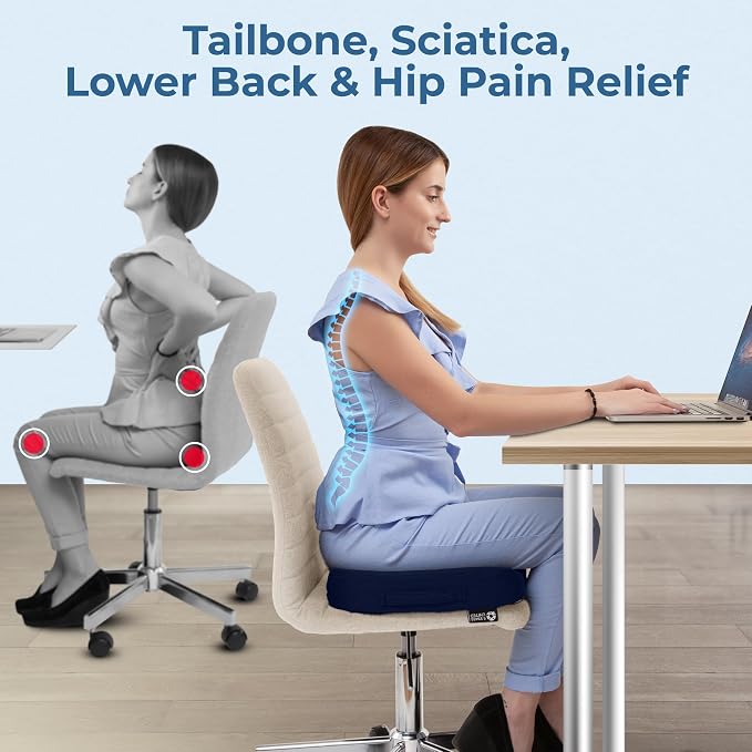 5 STARS UNITED Seat Cushion for Tailbone Pain Relief – Large Memory Foam - Image 3