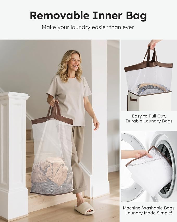 SOLEDI Laundry Hamper with Lid 100L Large & Tall Collapsible Laundry Basket - Image 5