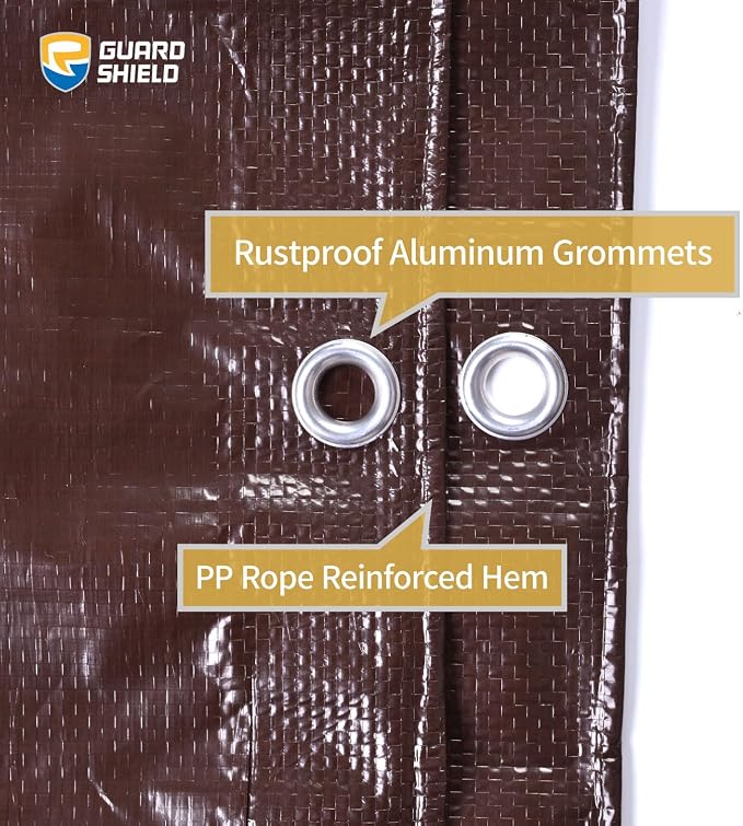 GUARD SHIELD Brown Tarp 6x6 Feet Waterproof Tarps Lightweight Camping Tarp - Image 3