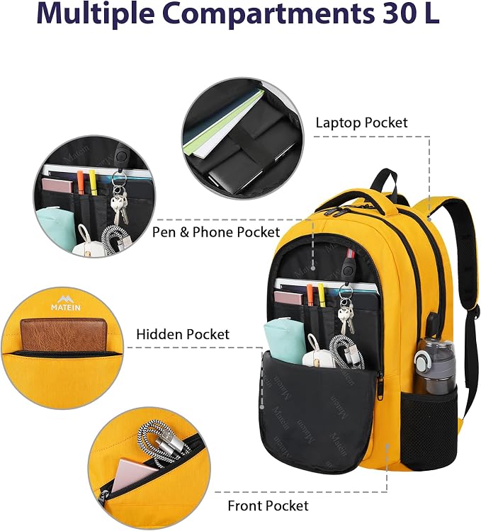 MATEIN 17 Inch Travel Backpack, Water Resistant Commute Work Carryon Bag - Image 7