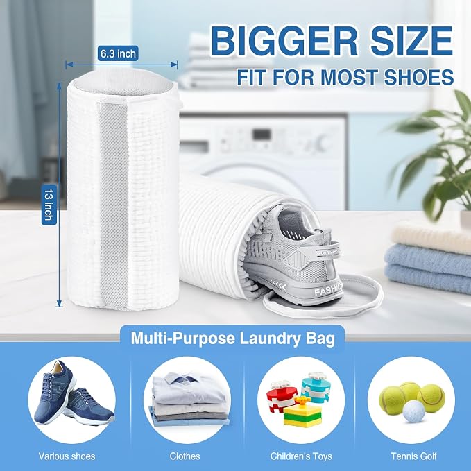Shoe Washing Machine Bag 2PCS, Reusable Durable Invisible Zipper Laundry Bags - Image 5