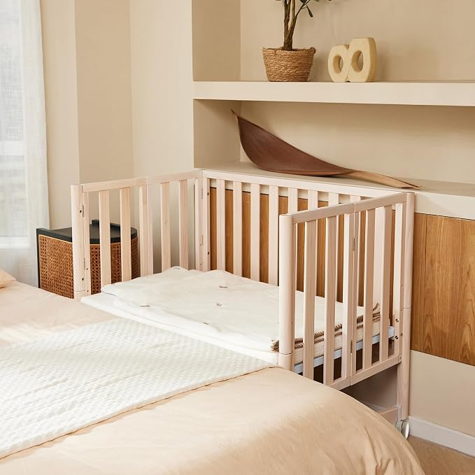 EvoNook 6-in-1 Convertible Mini Crib, 100% New Zealand Wood, 4 Adjustable - Image 4