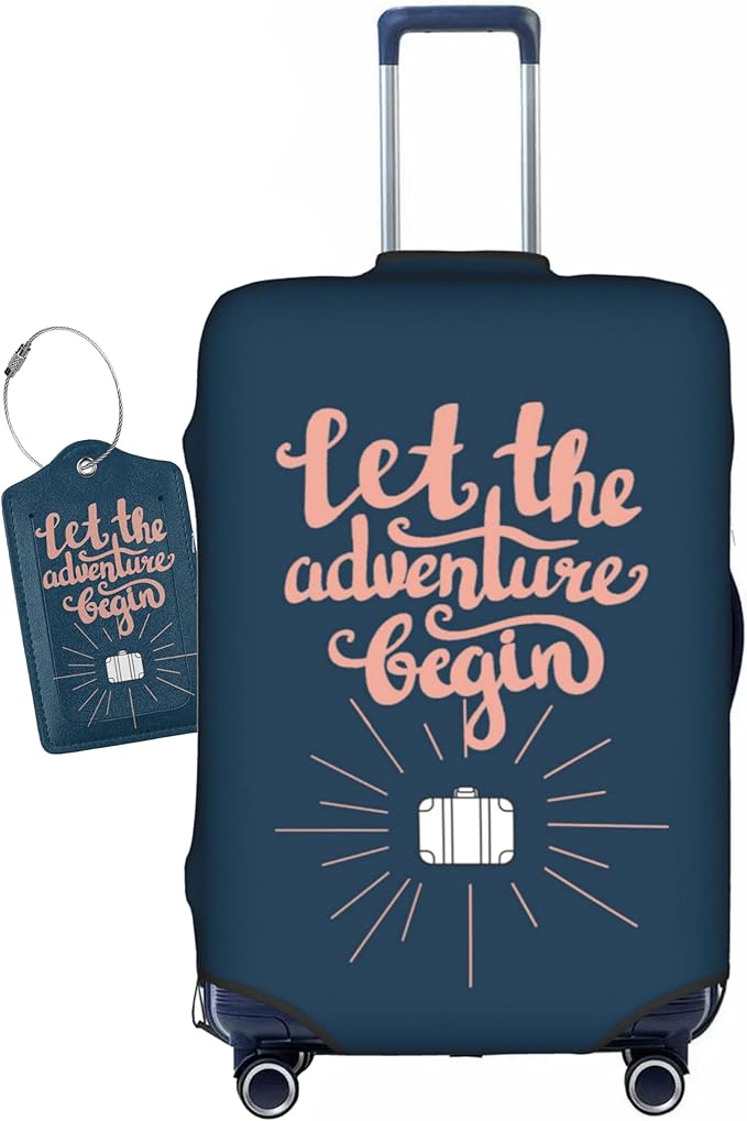 Let The Adventure Begin Luggage Cover Washable Suitcase Protector, Luggage Tag by Vridoyt