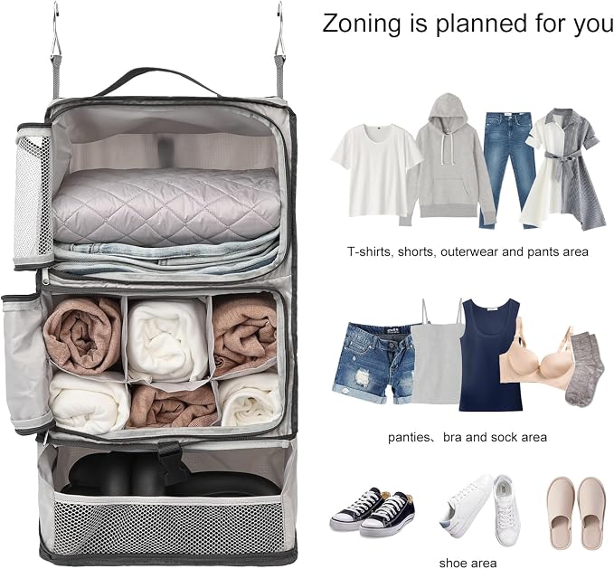 TABITORA Travel Portable Hanging Shelves Closet Organizer Packing Luggage - Image 4