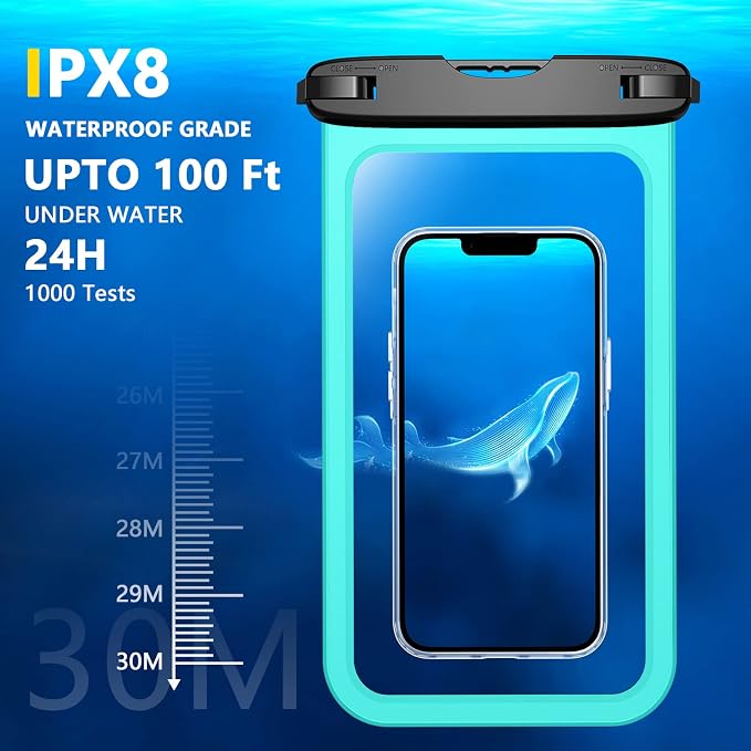 Temdan 2 Pcs Waterproof Phone Pouch, Universal IPX8 Waterproof Cell Phone Case - Image 3