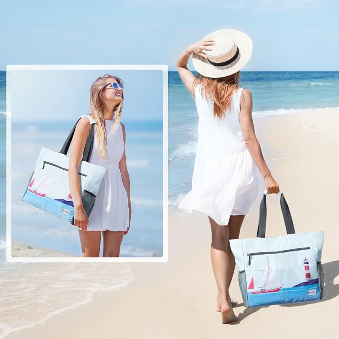 G4Free Beach Bag, Waterproof Sandproof Beach Tote Bag, Large Capacity Foldable - Image 2