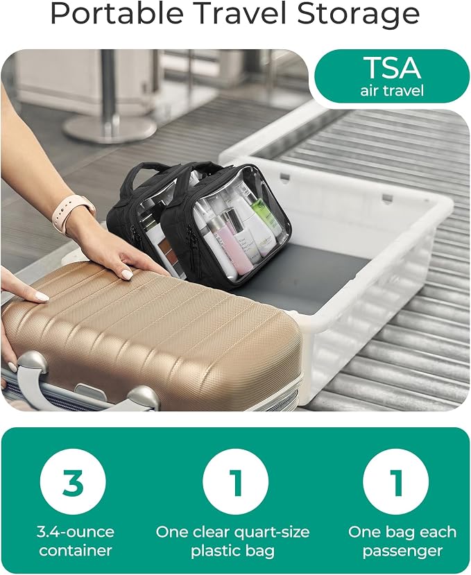 BAGSMART 2 Pack Clear Toiletry Bag, Puffy Edges TSA-Approved Travel Toiletry Bag - Image 2