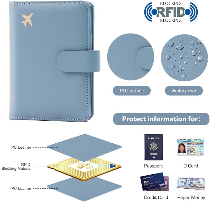 Melsbrinna Premium Leather Passport Holder Covers Case, Waterproof Rfid - Image 3