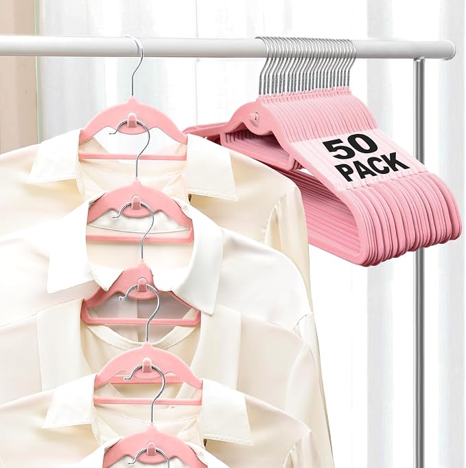 Velvet Felt Stackable Hangers 50 Pack, Non Slip, by UEAKPIC