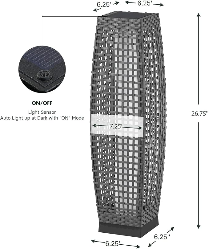 Grand patio 2-Piece Outdoor Floor Lamp Solar Powered Lantern Water-Resistant - Image 6