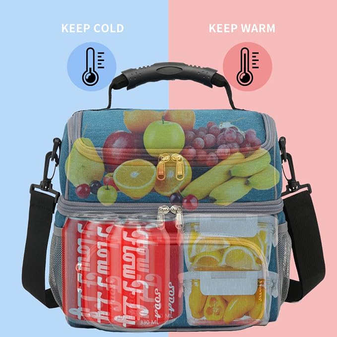 FlowFly Double Layer Cooler Insulated Lunch Bag Adult Lunch Box Large Tote Bag - Image 2