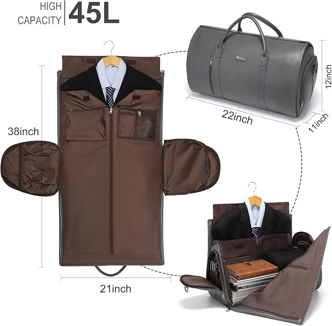 Leather Garment Bag for Travel, Modoker Carry On Suit Carrier Travel Bag - Image 2