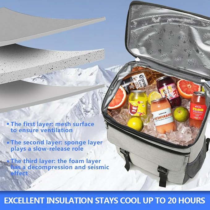 Cooler Backpack, 30 Cans Backpack Coolers Insulated Leak Proof - Image 2