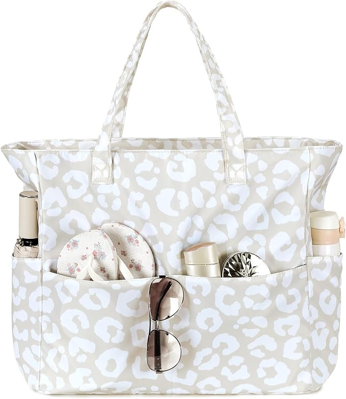 LEDAOU Large Beach Tote Bag Women Waterproof Sandproof Zipper Beach Tote Bag by LEDAOU
