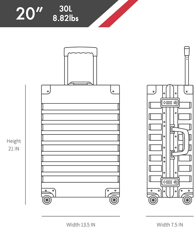 TRAVELKING All Aluminum Carry On Luggage - Image 7