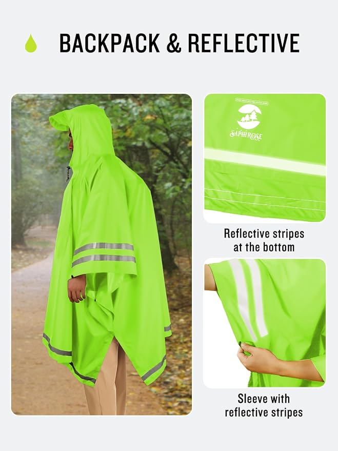 SaphiRose Hooded Rain Poncho Waterproof Raincoat Jacket - Image 5