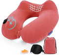 Inflatable Travel Neck Pillow for Airplane, Head Support Velvet Adult Neck by Glyzia