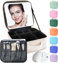 Makeup Bag with Led Mirror, Travel Makeup Organizer with 3 Color Setting & 10X by SUILU