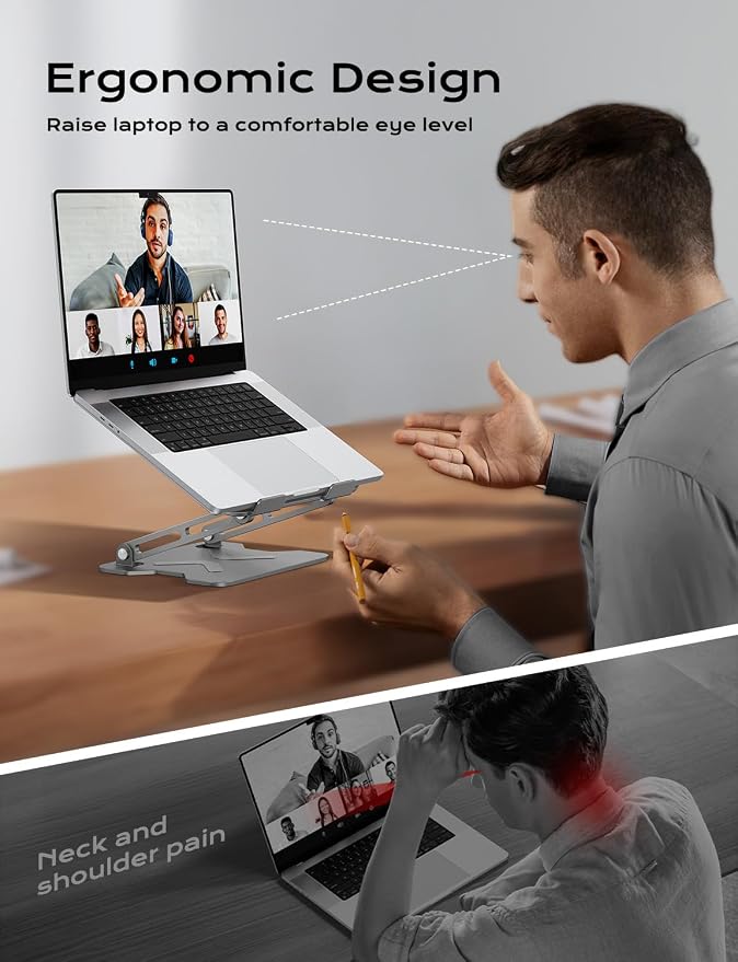 Adjustable Laptop Stand for Desk, Portable Laptop Riser Holder Foldable - Image 2