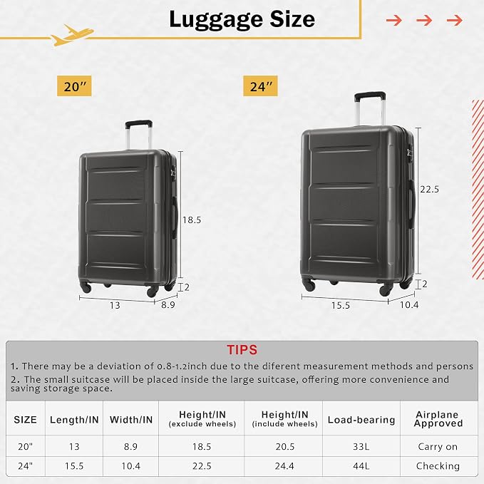 Merax Luggage Set 2 Piece Suitcase Sets - Image 4