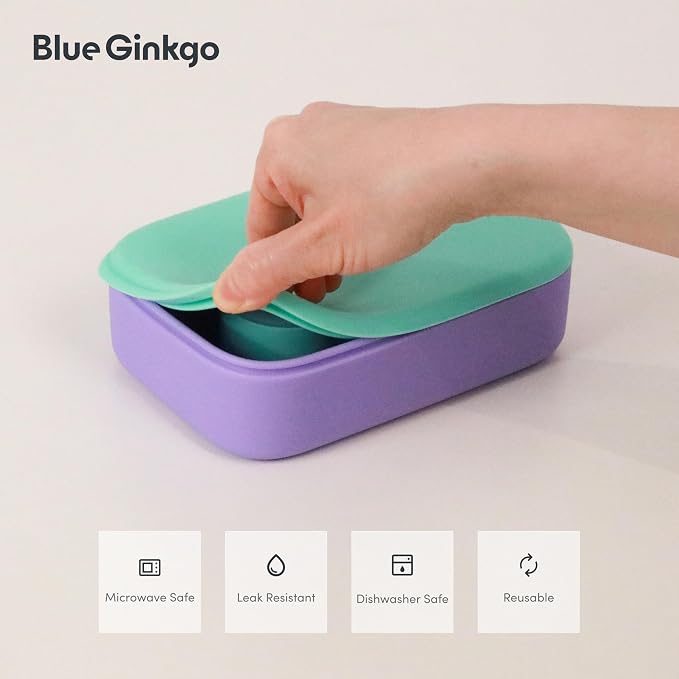 BLUE GINKGO Silicone Lunch Box Set – Durable Heavy-Duty Silicone Bento Box - Image 4
