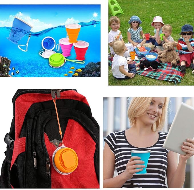 Silicone Collapsible Travel Water Cup, Expandable Drinking Cup Set, Reusable Mug - Image 4