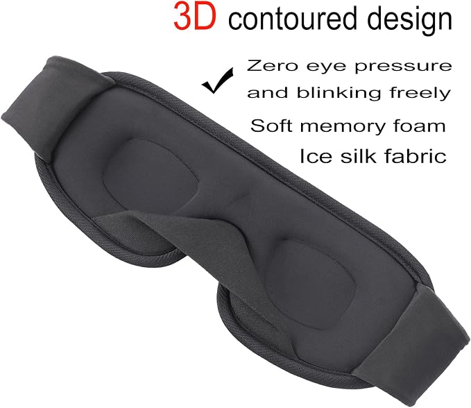 Sleep Mask for Men and Women 3D Contoured Eye Mask Patented Adjustable Light - Image 2