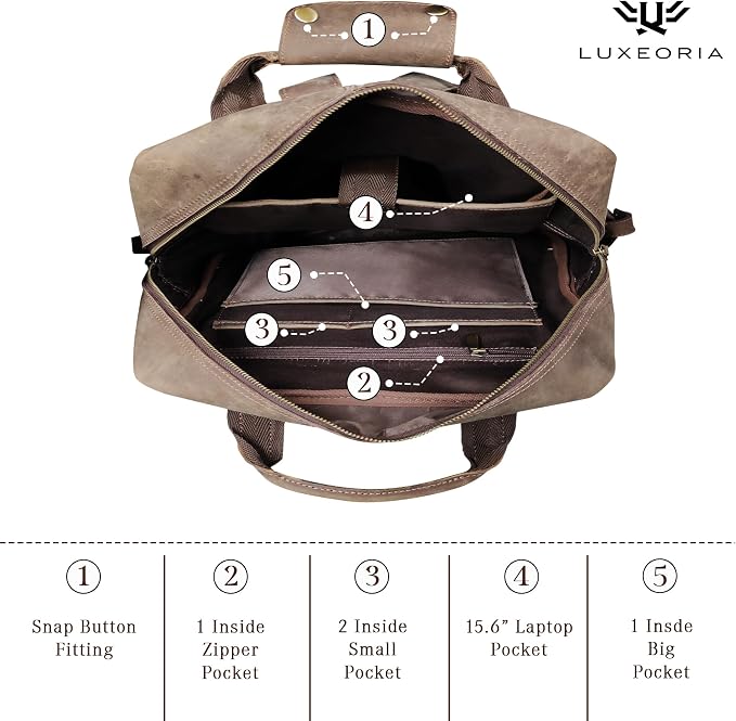 Handmade Leather Backpack for Men and Women, 15.6 Inch Laptop Bag, Genuine - Image 4