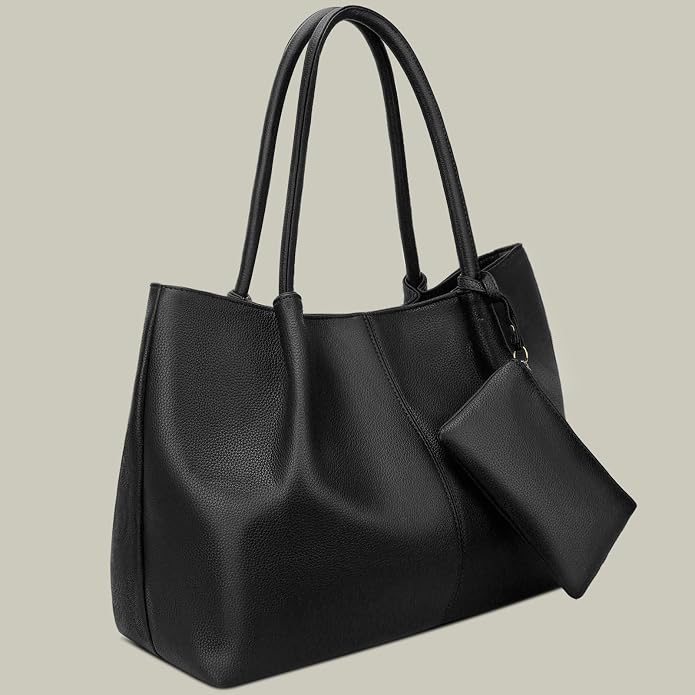 KKXIU Tote Bag for Women Vegan Leather Shoulder Purse Large Capacity Travel Bag - Image 2