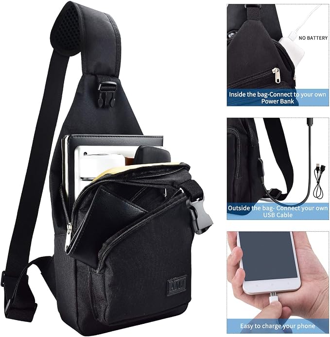 AMJ Crossbody Sling Bag Men Women, Casual Shoulder Backpack, Chest Daypack - Image 3