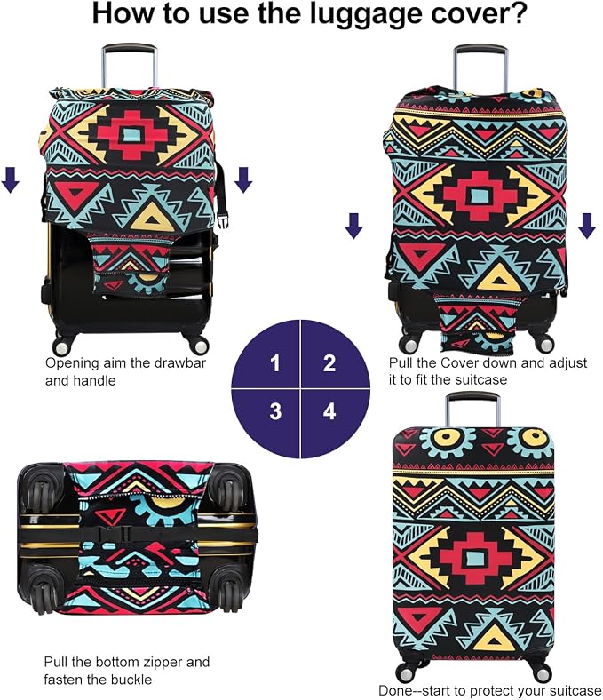 7-Mi Travel Luggage Cover Elastic Sleeve 26"-28" Anti-Scratch Suitcase - Image 3