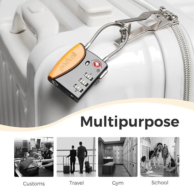 pack all TSA Approved Cable Luggage Locks, 3 Digit Combination Padlocks - Image 6