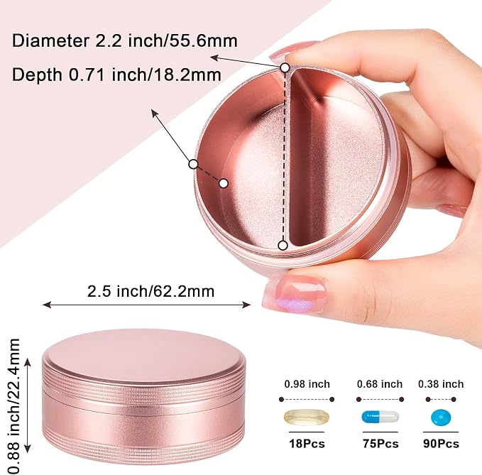 Small Pill Case 2 Compartment Metal Pill Box - Image 5