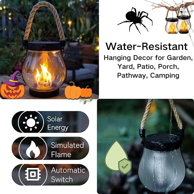 Solar Lantern Outdoor Lights, Flickering LED - Image 6