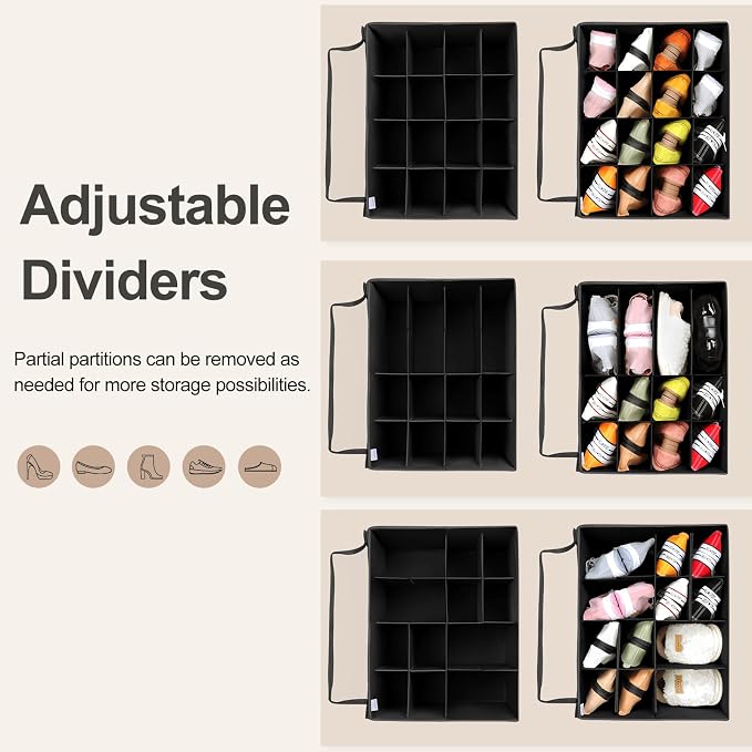 Shoe Organizer for Closet 2 Pack, Foldable Shoe Box - Image 4