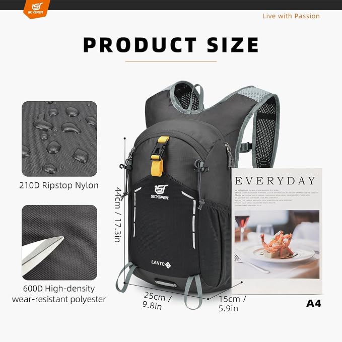 SKYSPER Small Hiking Backpack - 15L Travel Daypack Lightweight Bag Water - Image 6