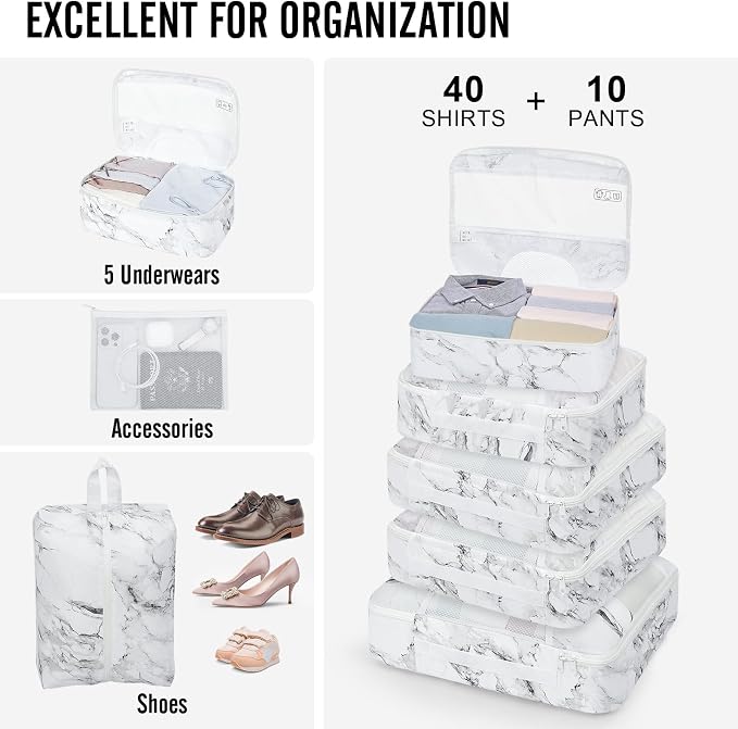 Veken 10 Set Packing Cubes for Travel Essential, Suitcase Organizer Bags in 4 - Image 5
