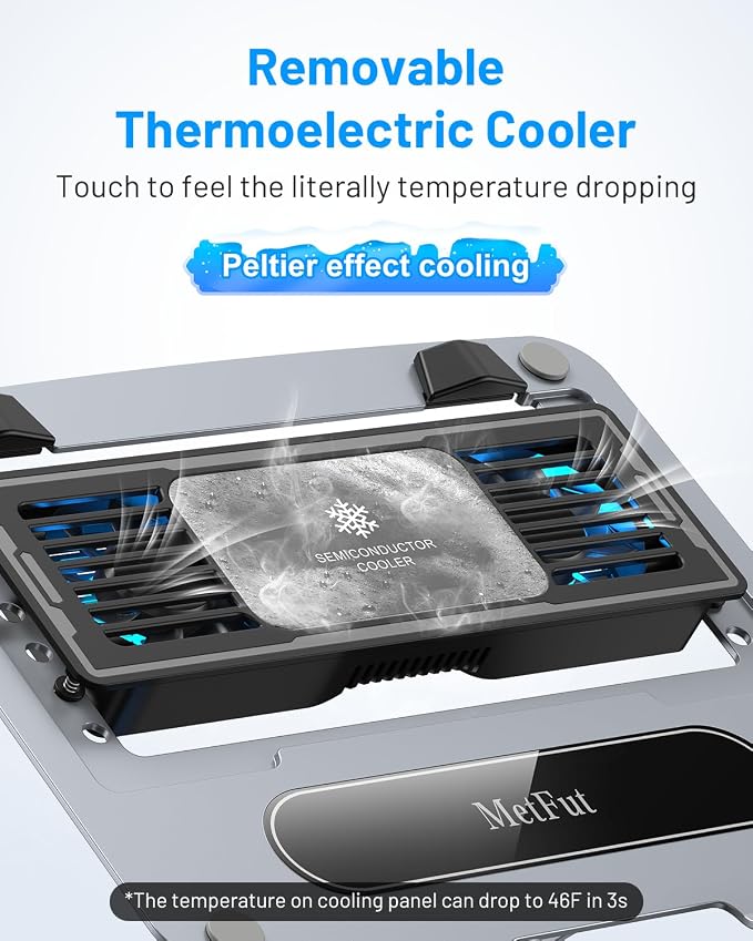 Laptop Cooling Stand with Detachable Thermoelectric Cooler, Adjustable Height & - Image 2
