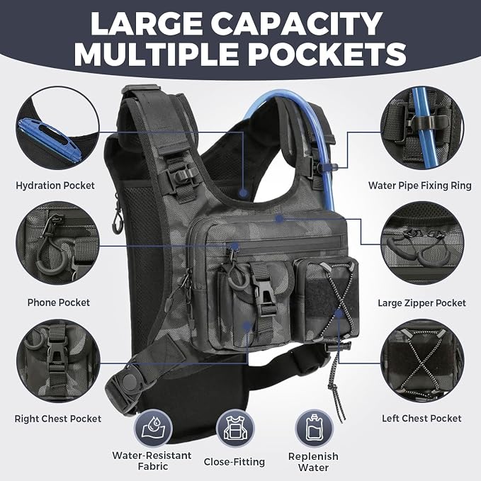 USA Original Patent Running Hydration Vest Backpack, Lightweight Chest Pack - Image 2