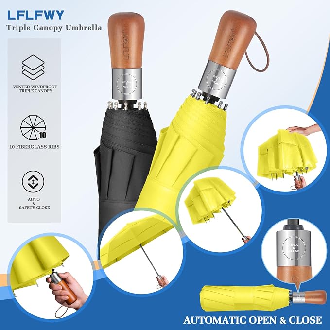 3T Wind Armor Travel Umbrella Compact Easy Auto Open Close Folding Umbrellas - Image 7