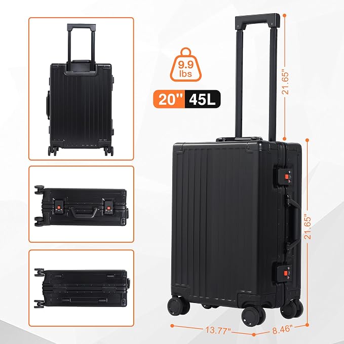 All Aluminum Carry On Luggage 22x14x9 Airline Approved，Hard Shell Carry On - Image 8