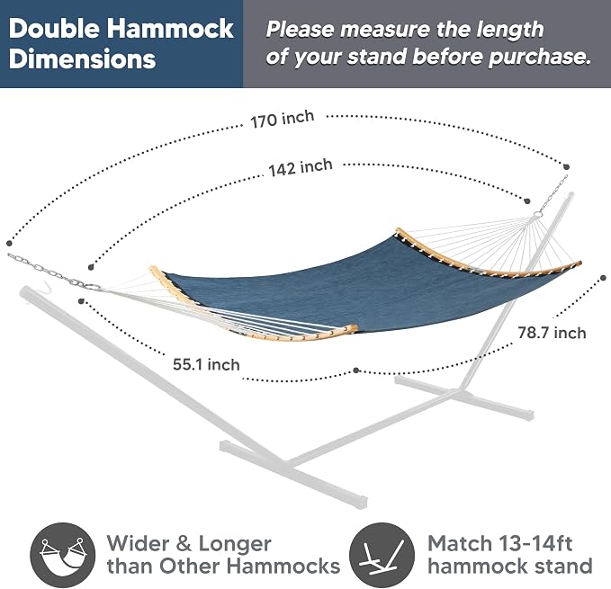 SUNCREAT Hammocks Two Person Tree Hammock, Heavy Duty Curved Bar Hammock - Image 5