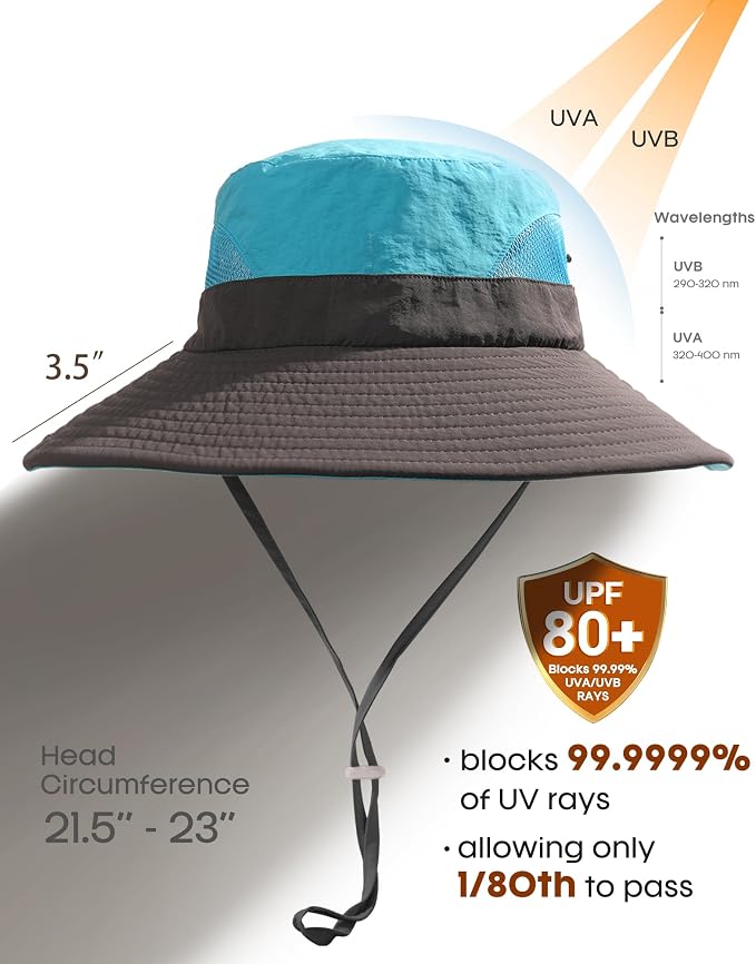 FURTALK Womens Sun Hat with Ponytail Hole Beach Hiking Summer Wide Brim UPF 80+ - Image 2