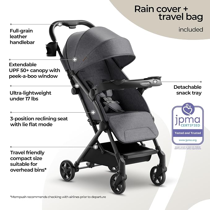 Mompush Lithe V2 Lightweight Travel Stroller, Compact Foldable Baby Stroller - Image 2