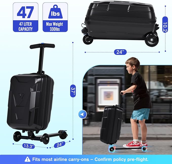 smilesun Scooter Suitcase for Kids & Adults, Foldable Carry On Travel Luggage - Image 8