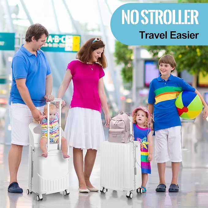 Carry on Luggage with Seat for Kids Expandable Ride on Suitcase with Spinner - Image 6